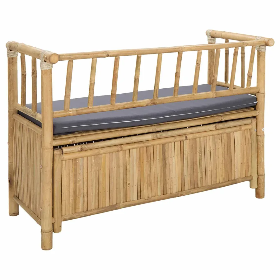 Banc de Rangement de Jardin 110 x 47 x 80 cm Bambou Naturel - 6