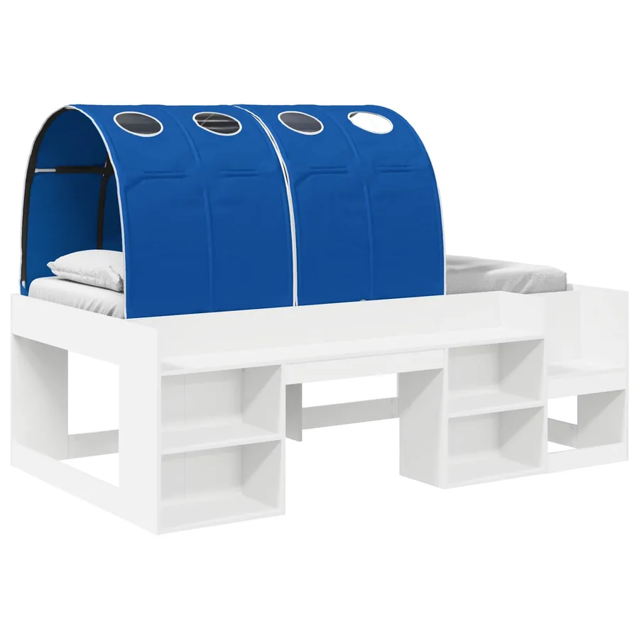 Cadre de lit avec tunnel 3 pc Blanc et bleu Bois d'ingénierie - 2