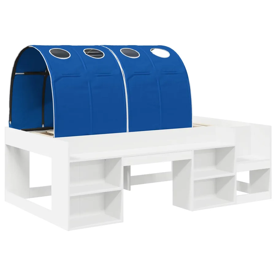 Cadre de lit avec tunnel 3 pc Blanc et bleu Bois d'ingénierie - 3