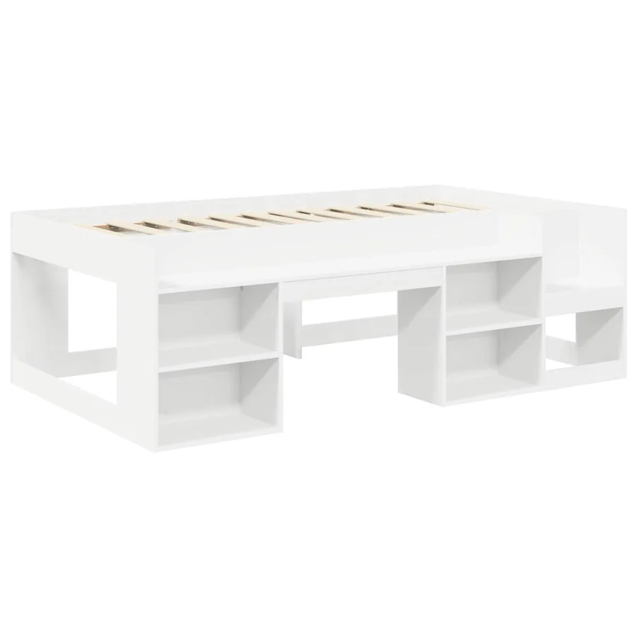 Cadre de lit avec tunnel 3 pc Blanc et bleu Bois d'ingénierie - 4