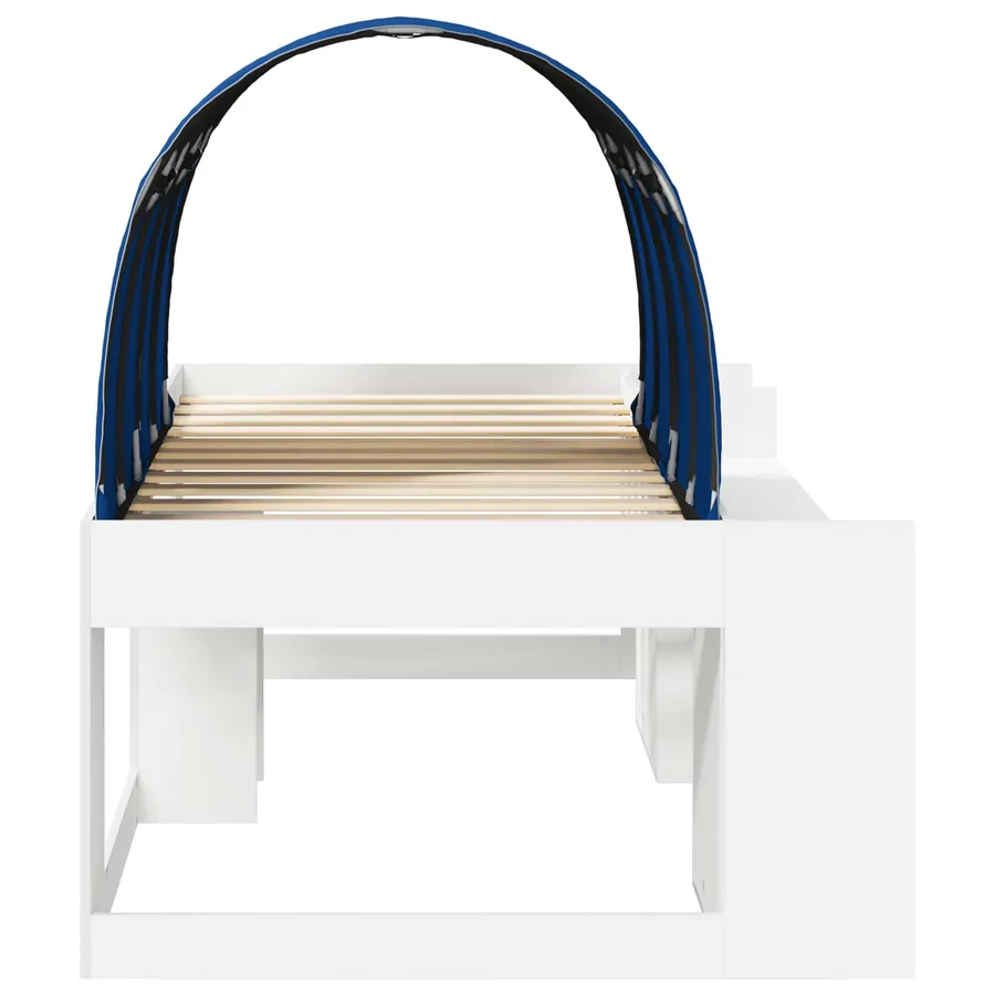 Cadre de lit avec tunnel 3 pc Blanc et bleu Bois d'ingénierie - 7
