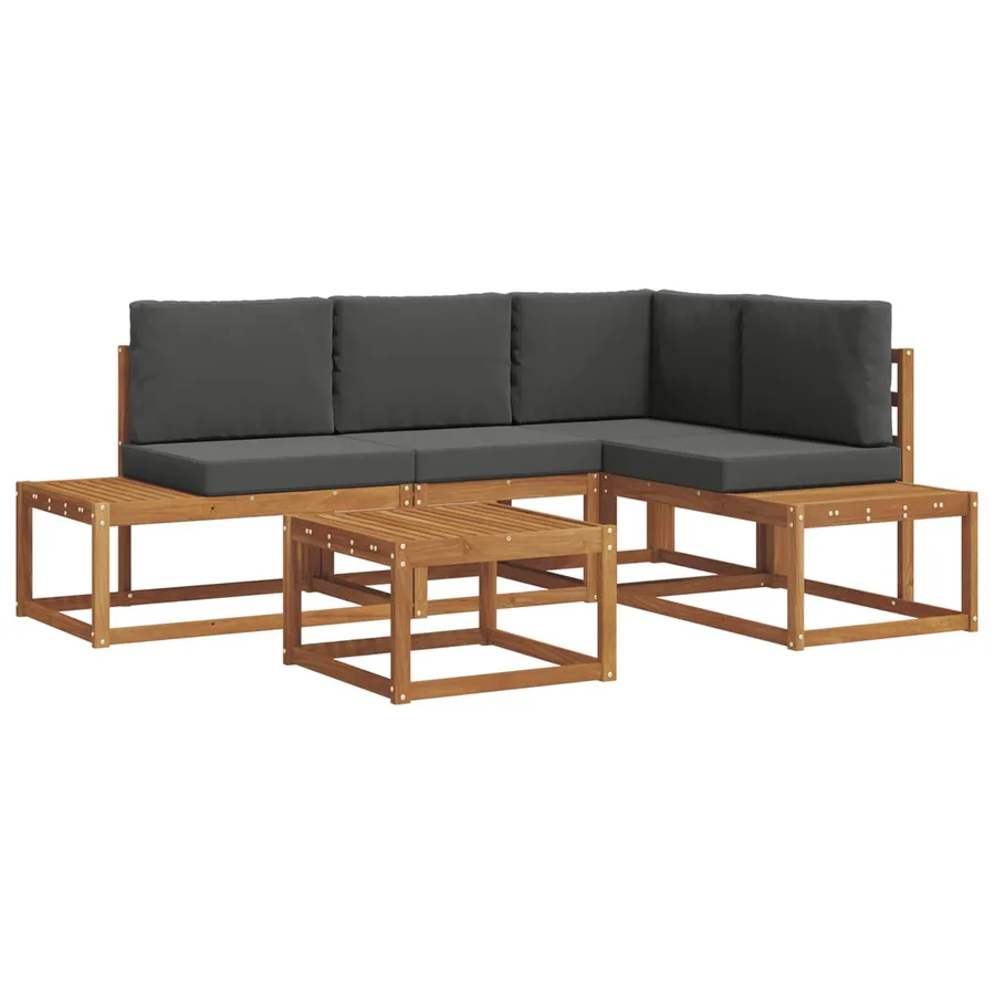 Ensemble de canapés d'extérieur 5 Pièce Naturel et Anthracite - 2