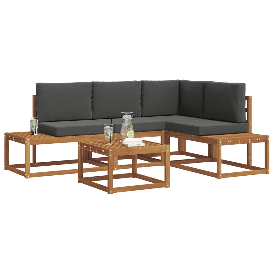 Ensemble de canapés d'extérieur 5 Pièce Naturel et Anthracite - 3