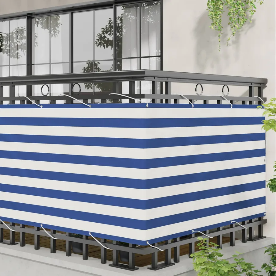 Écran de balcon Bleu et Blanc 90 x 200 cm - 3