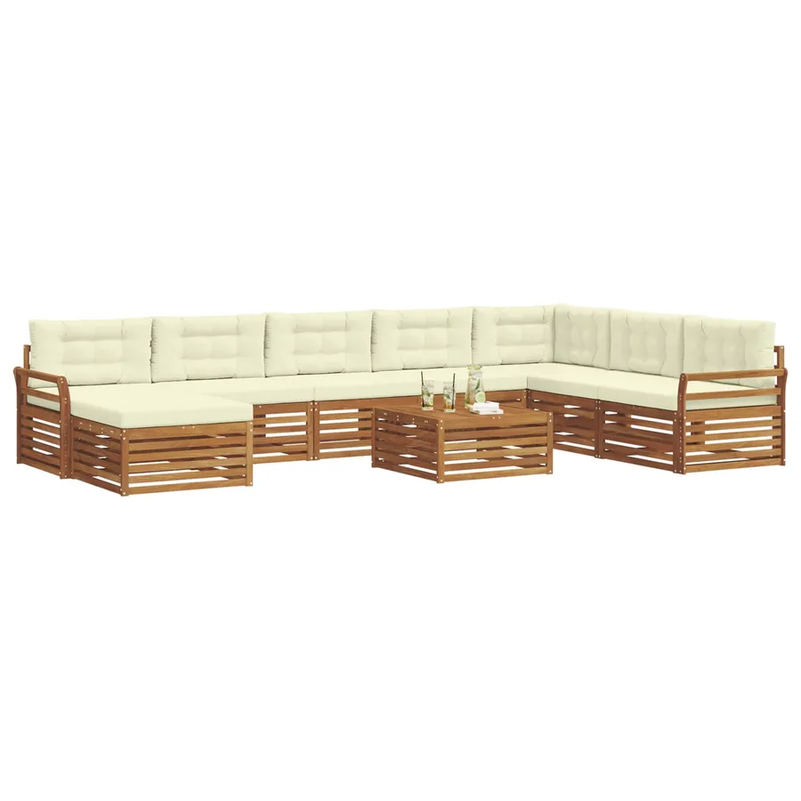 Ensemble de canapés d'extérieur 9 pcs Naturel et Crème - 3