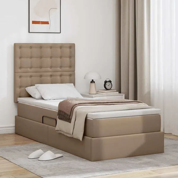 Lit de Rangement Cappuccino 90 x 190 cm Cuir synthétique