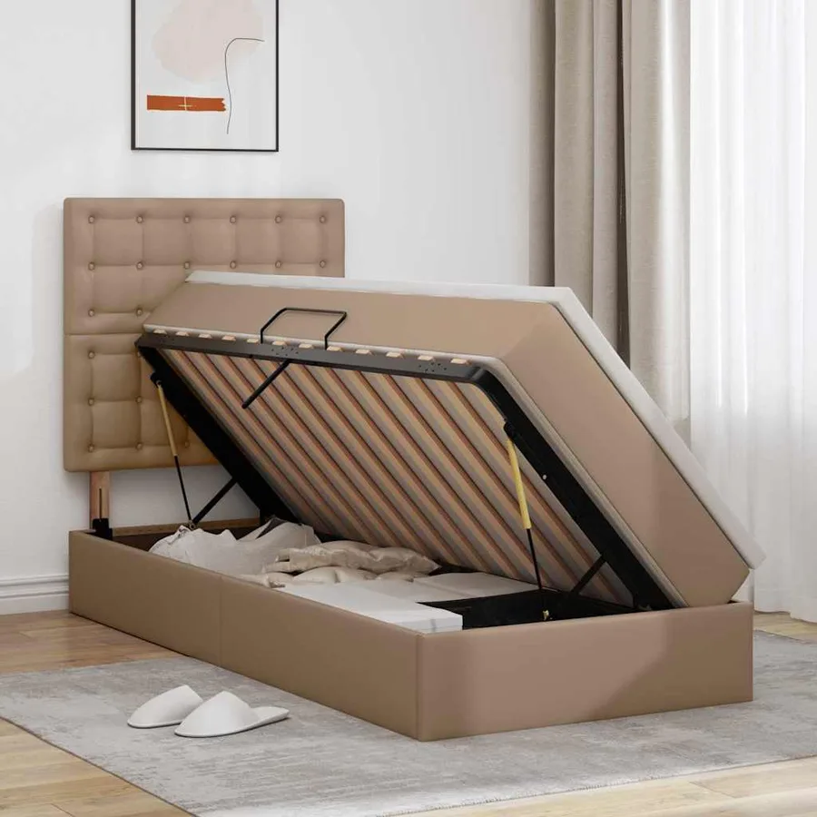 Lit de Rangement Cappuccino 90 x 190 cm Cuir synthétique - 4