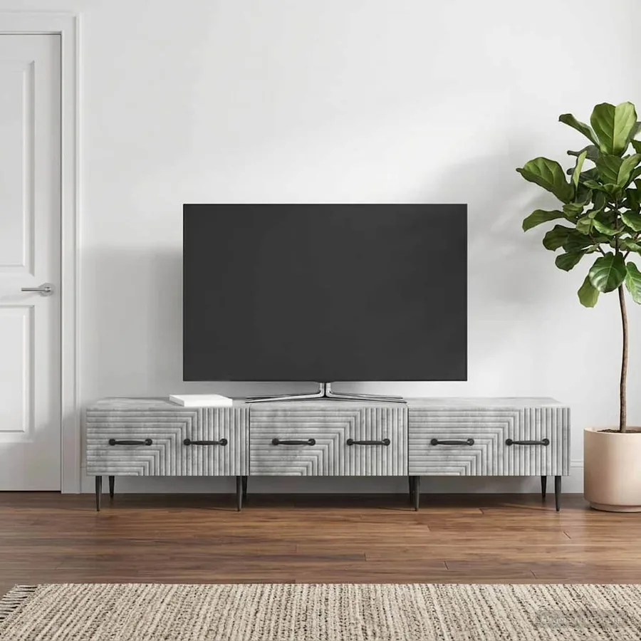 Meuble TV Gris béton 147 x 34,5 x 30 cm Bois d'ingénierie