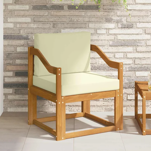 Canapé d’extérieur Bois d'acacia massif et polyester Naturel