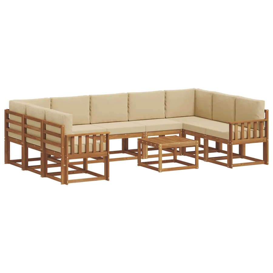 Ensemble de canapés d'extérieur 10 pcs Naturel et Beige - 2