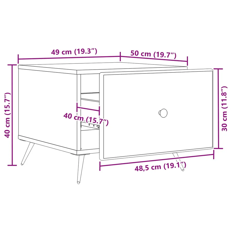 Table basse Blanc brillant 49 x 50 x 40 cm Bois d'ingénierie - 11