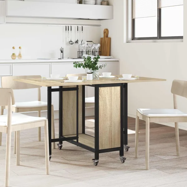 Table à manger pliante avec roulettes 130 x 80 x 76,5 cm