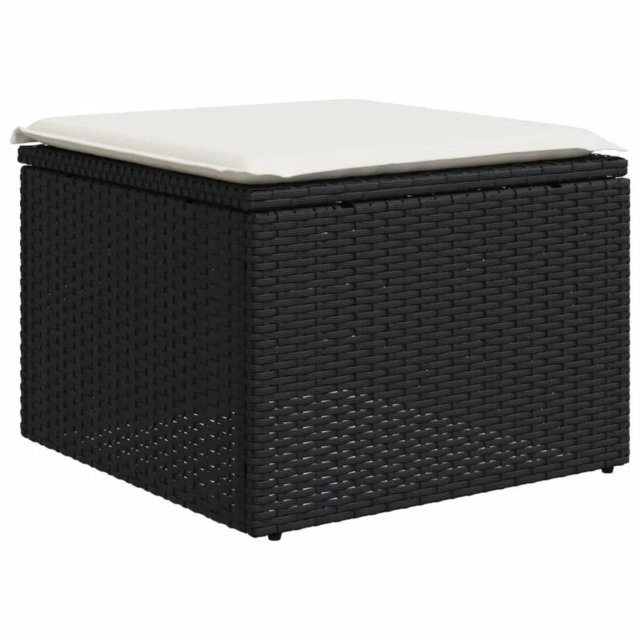 Salon de jardin 10 pcs avec coussins noir résine tressée - 6