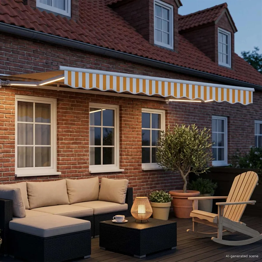 Cadre de store manuel avec LEDs Jaune et blanc 3 x 2 m - 3
