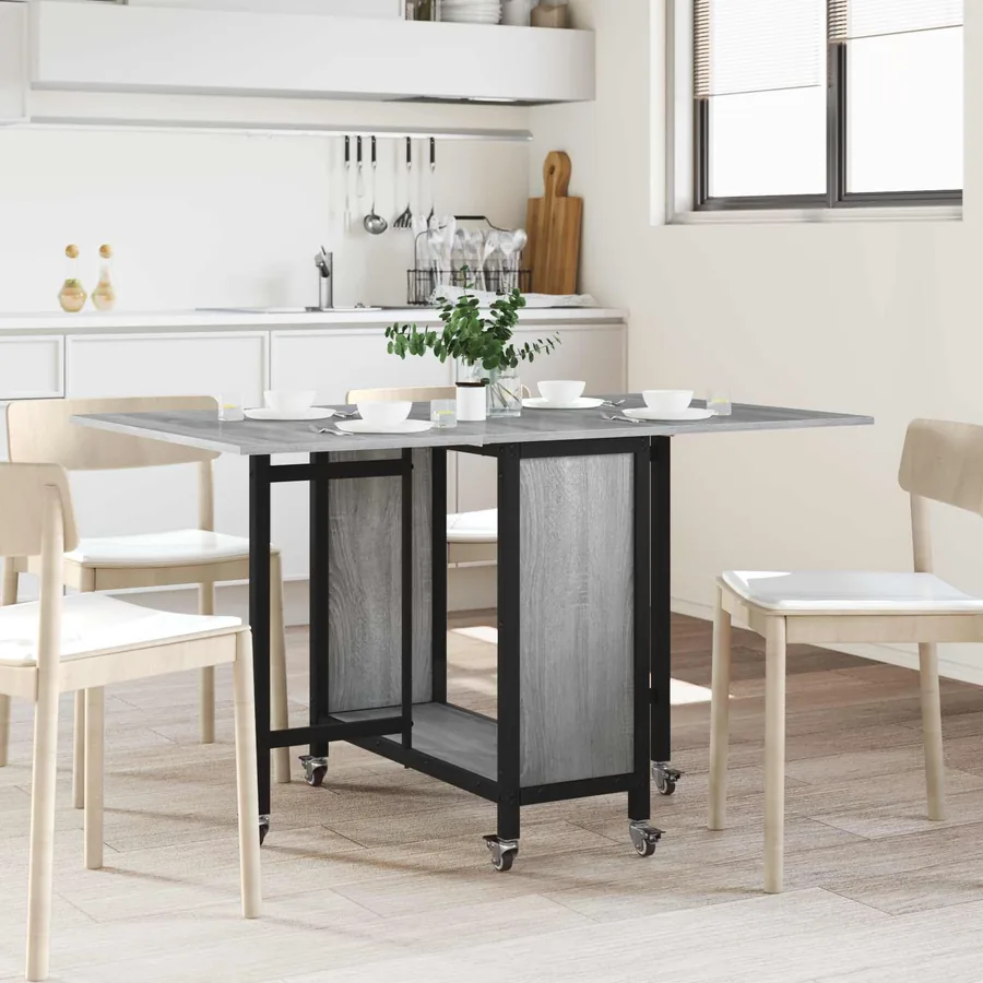 Table à manger pliante avec roulettes 130 x 80 x 76,5 cm