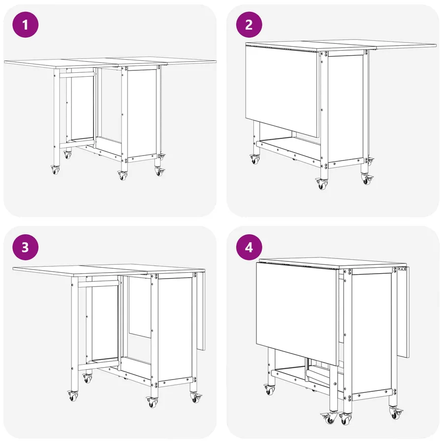 Table à manger pliante avec roulettes 130 x 80 x 76,5 cm - 9
