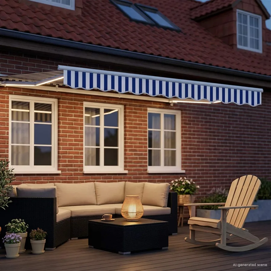 Cadre de store manuel avec LEDs Bleu et Blanc 3 x 2 m - 3