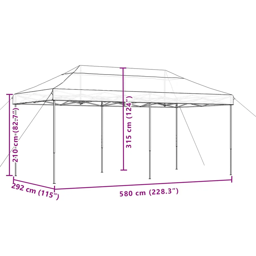 Tente de fête Marron 292 x 580 x 315 cm Tissu Oxford - 11