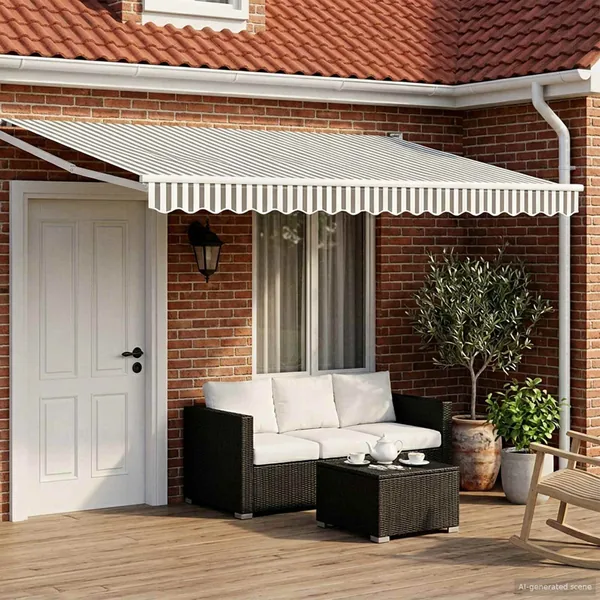 Auvent rétractable électrique Anthracite et blanc 4,5 × 3 m