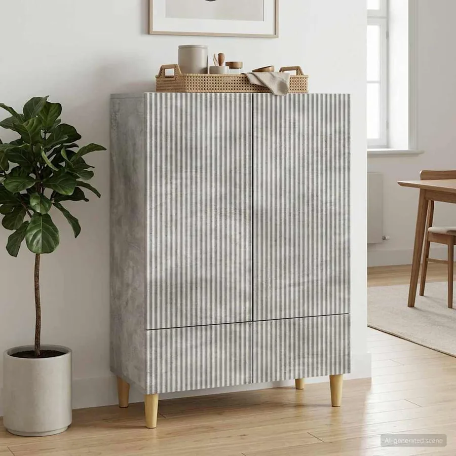 Buffet Gris béton 66 x 34,5 x 95 cm Bois d'ingénierie