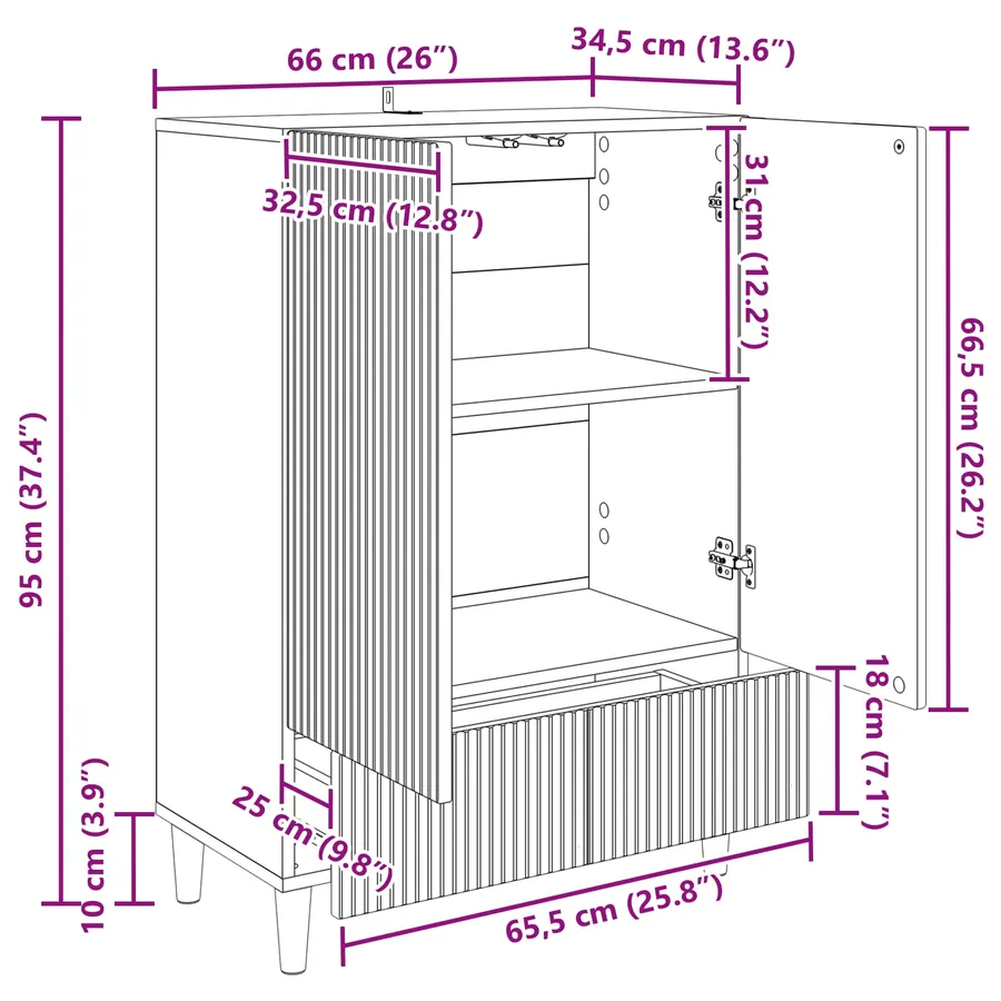 Buffet Gris béton 66 x 34,5 x 95 cm Bois d'ingénierie - 9