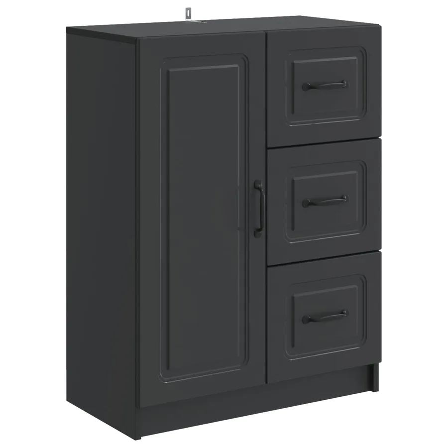 Buffet avec tiroir Noir 66 x 34,5 x 87 cm Bois d'ingénierie - 2