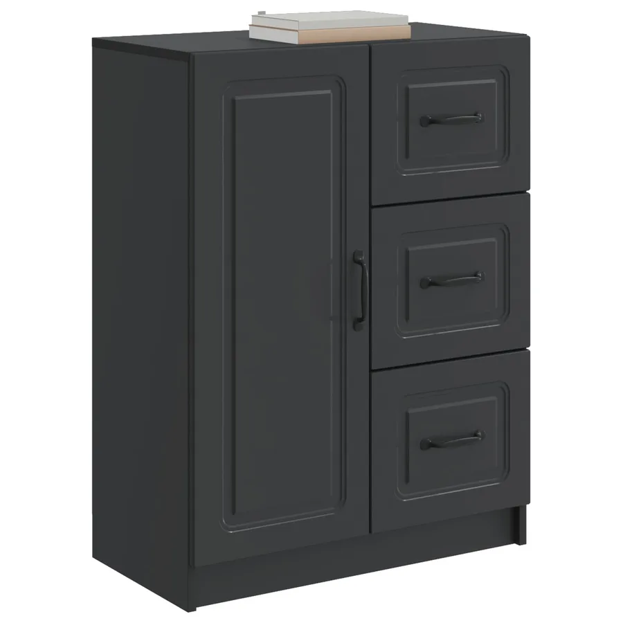 Buffet avec tiroir Noir 66 x 34,5 x 87 cm Bois d'ingénierie - 3