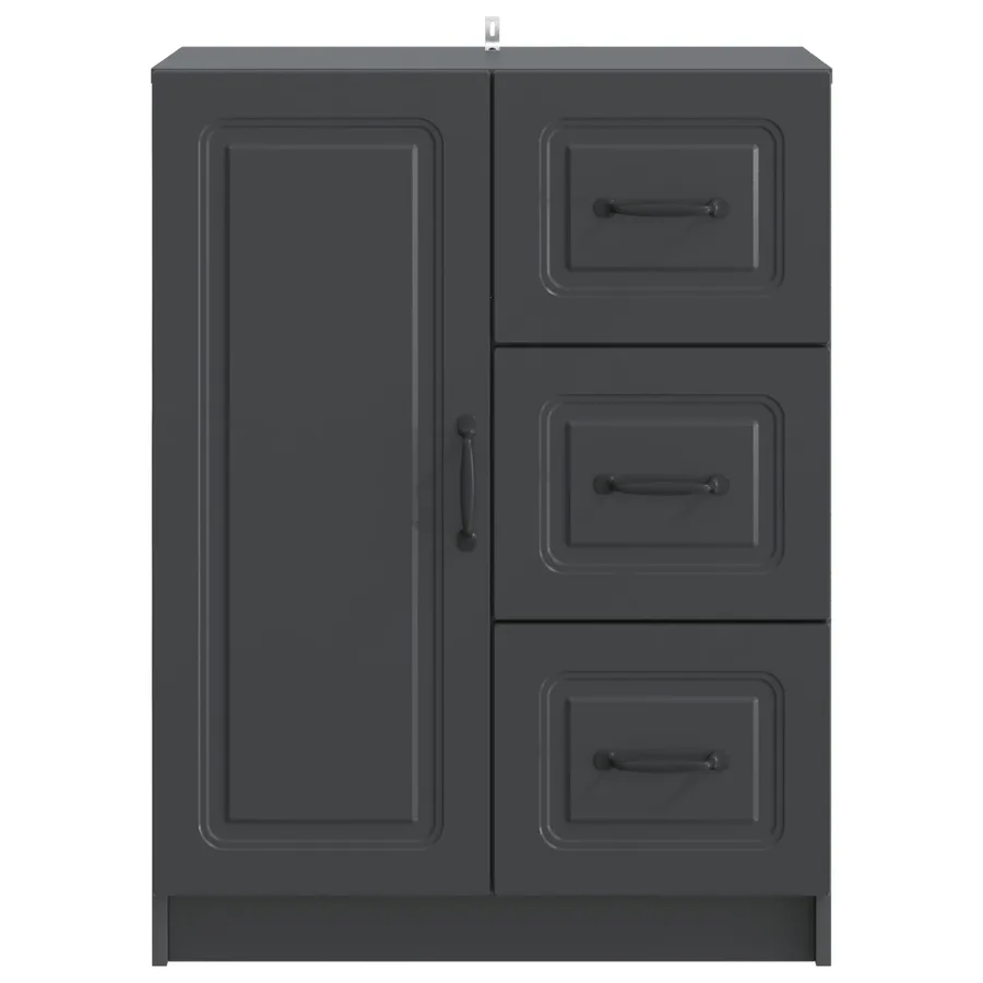 Buffet avec tiroir Noir 66 x 34,5 x 87 cm Bois d'ingénierie - 6