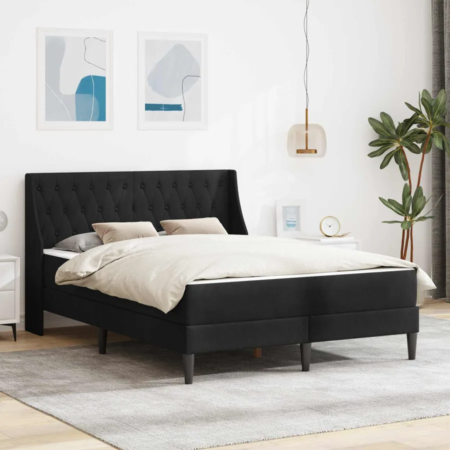 Cadre de lit avec matelas Noir 120 x 190 cm Velours