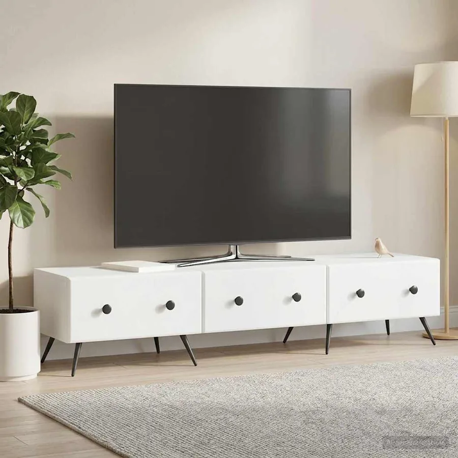 Meuble TV Blanc 147 x 34,5 x 30 cm Bois d'ingénierie