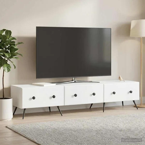 Meuble TV Blanc 147 x 34,5 x 30 cm Bois d'ingénierie