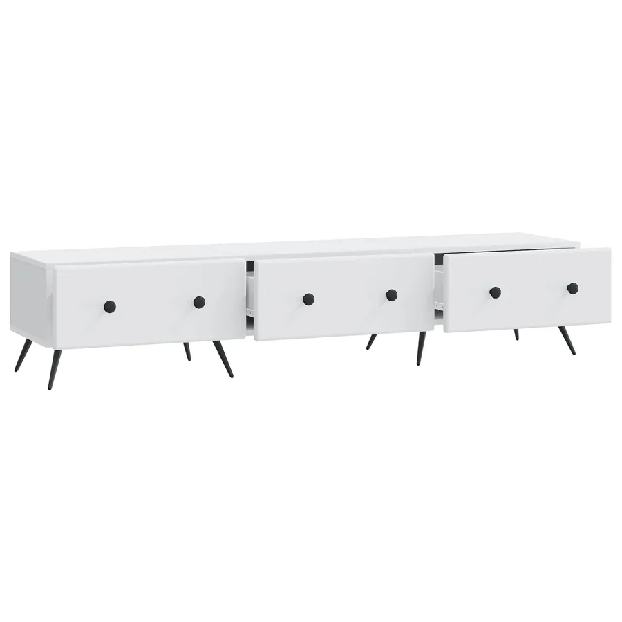 Meuble TV Blanc 147 x 34,5 x 30 cm Bois d'ingénierie - 5