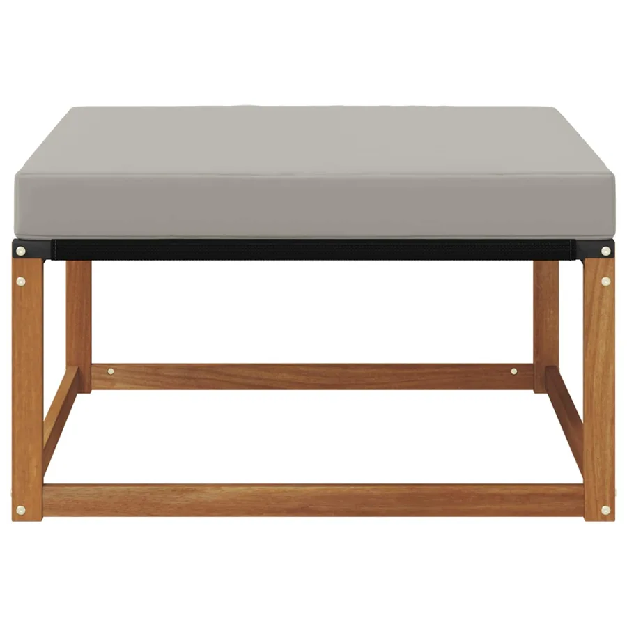 Pouf d'Extérieur Bois d'acacia massif et Textilène Naturel - 4