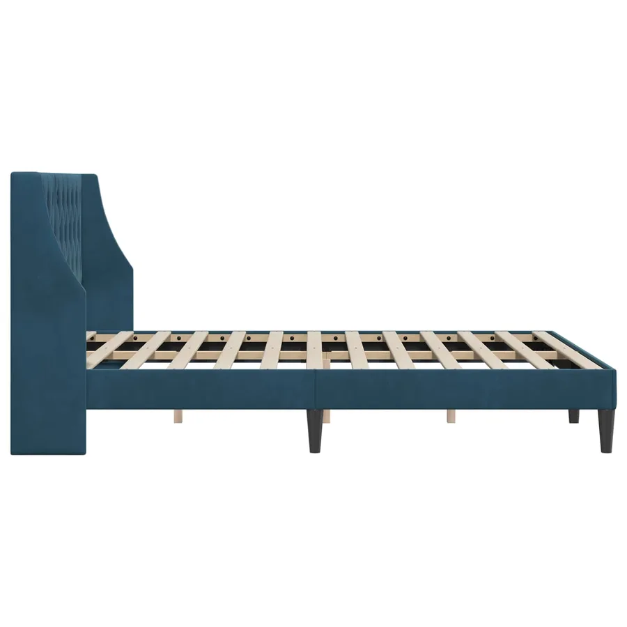 Cadre de lit avec tête de lit Bleu 120 x 190 cm Velours - 5