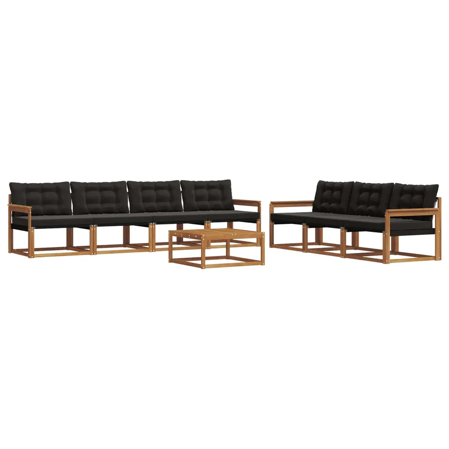 Ensemble de canapés d'extérieur 8 pcs Naturel et Noir - 2