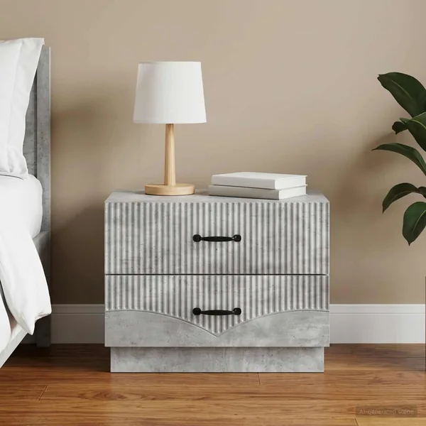 Cabinet de chevet avec tiroir Gris béton 62 x 34,5 x 44,5 cm