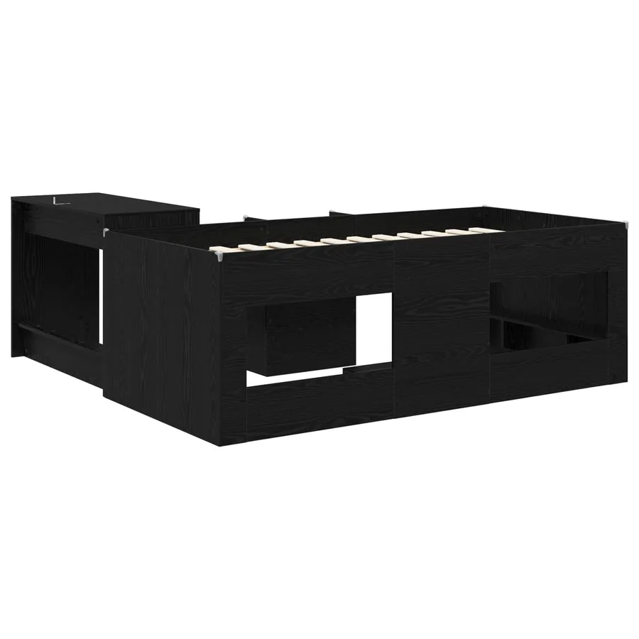 Cadre de Lit avec Bureau 2 pc Chêne noir Bois d'ingénierie - 5