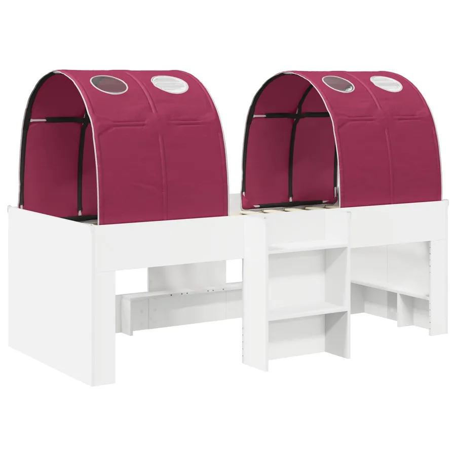 Lit avec Tunnel 3 pc Blanc et rouge Bois d'ingénierie - 3