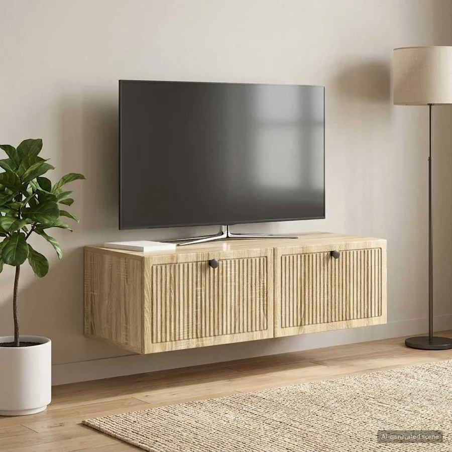 Meuble TV mural Chêne Sonoma 98 x 41 x 30 cm Bois d'ingénierie - 4