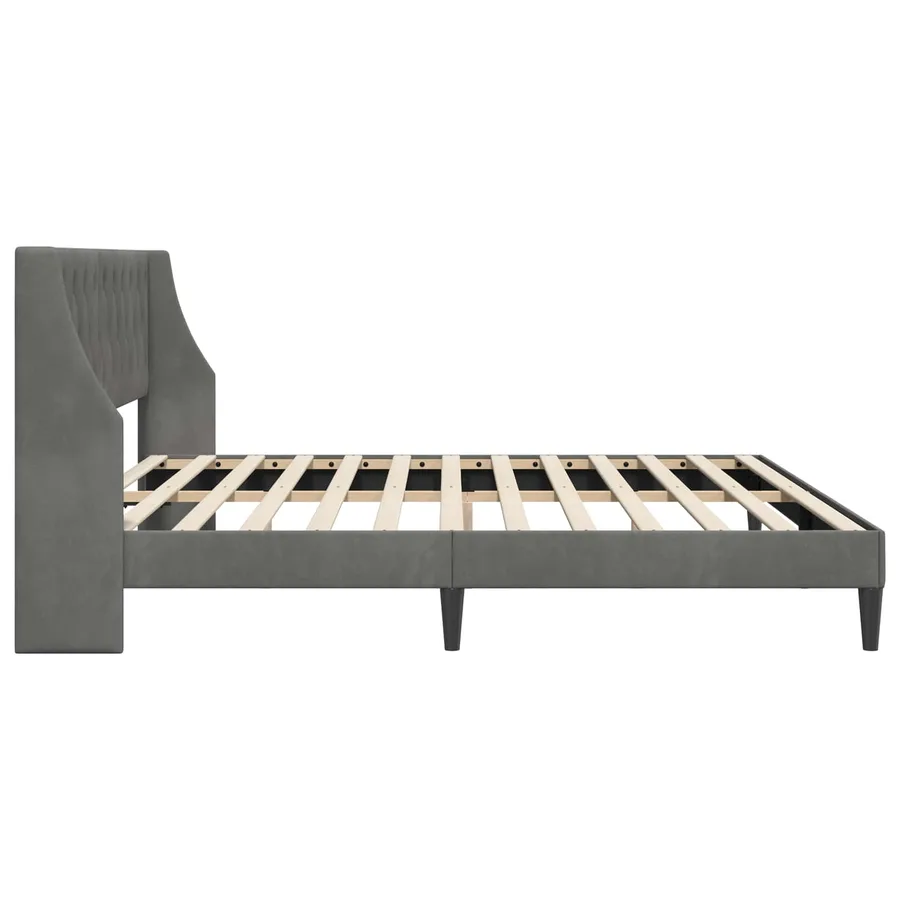 Cadre de lit avec tête de lit Gris foncé 180 x 200 cm Velours - 5