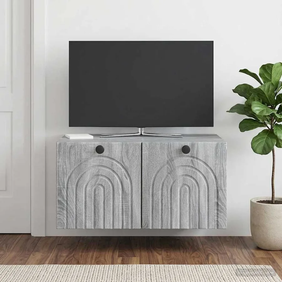 Meuble TV mural Sonoma gris 59,5 x 41 x 30 cm Bois d'ingénierie - 4