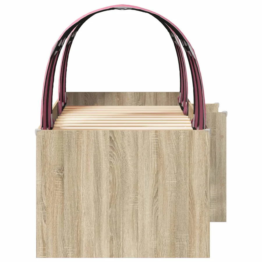Lit Haut pour Enfants avec Tunnel Chêne Sonoma et rose - 7