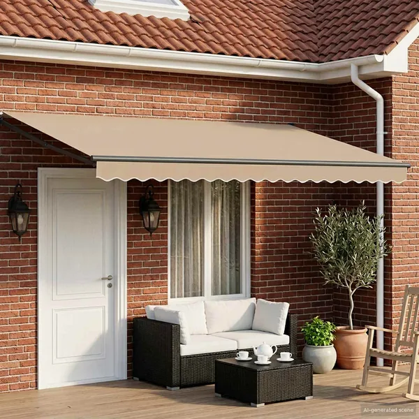 Store rétractable manuel avec LEDs 4,5 × 3 m