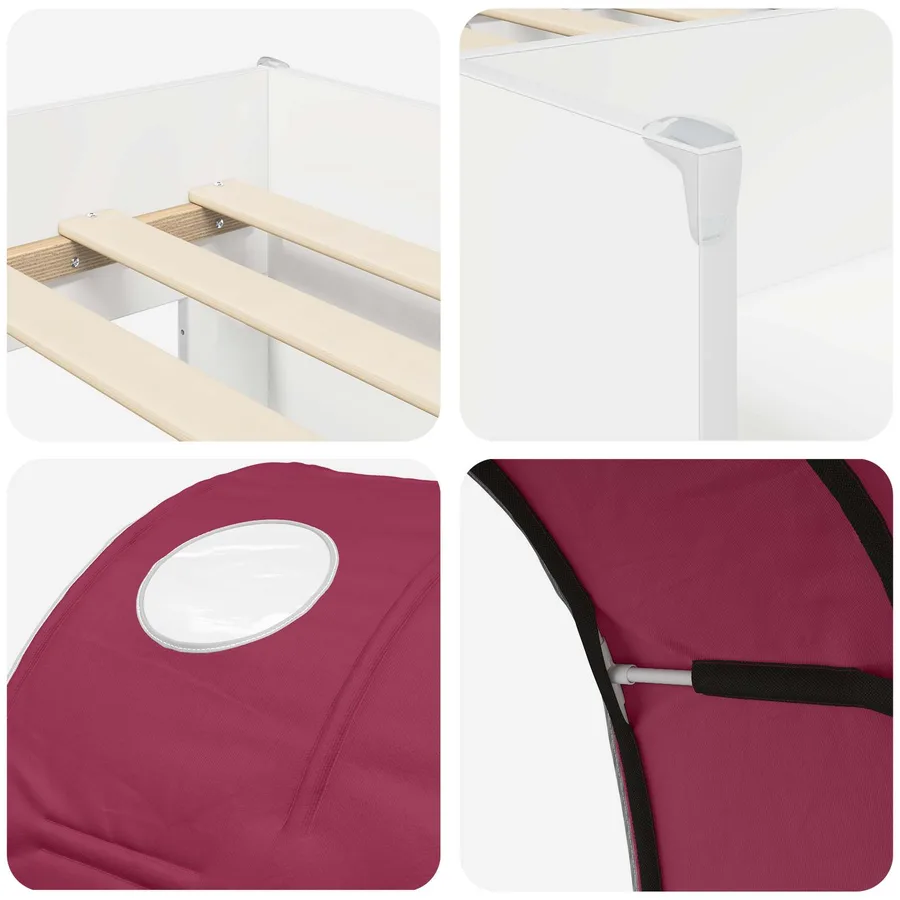 Lit Haut pour Enfants avec Tunnel 3 pc Blanc et rouge - 9
