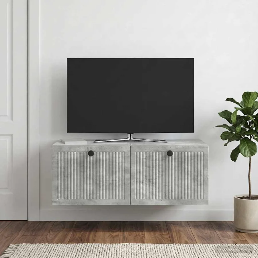 Meuble TV mural Gris béton 78,5 x 41 x 30 cm Bois d'ingénierie - 4
