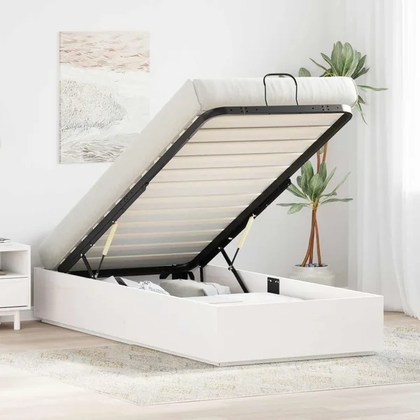 Cadre de lit ottoman avec rangement Blanc 100 x 200 cm