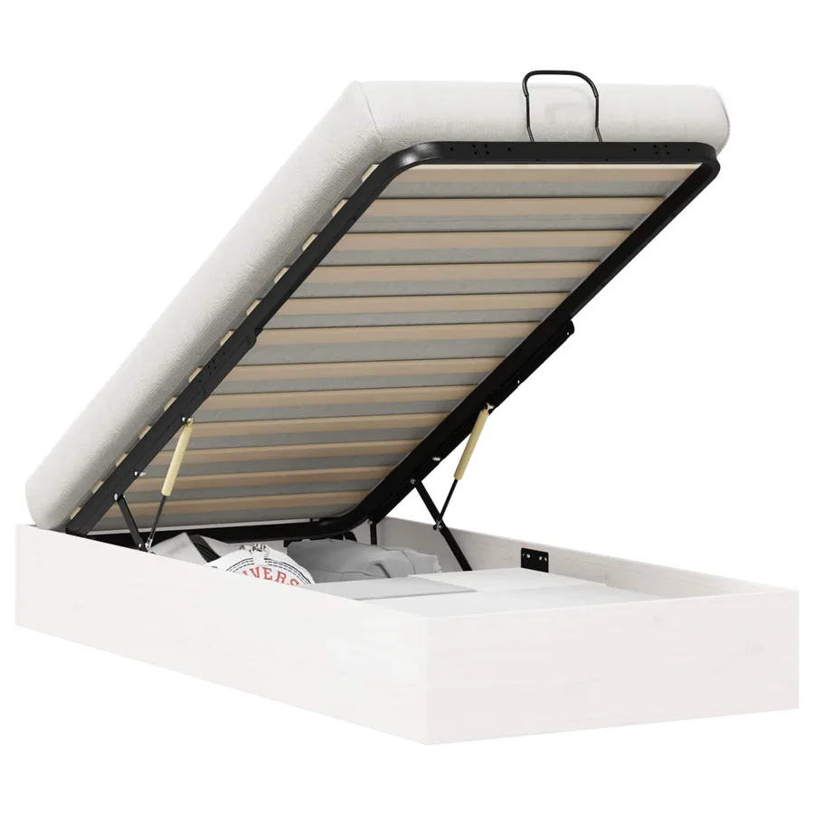 Cadre de lit ottoman avec rangement Blanc 100 x 200 cm - 2
