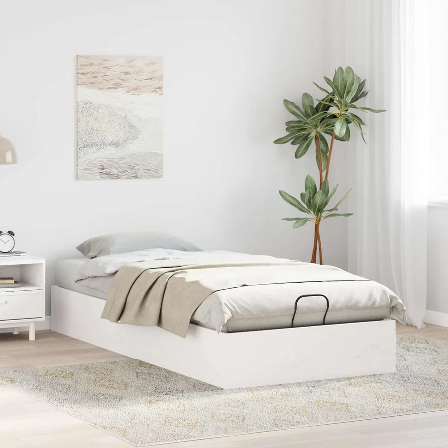 Cadre de lit ottoman avec rangement Blanc 100 x 200 cm - 4
