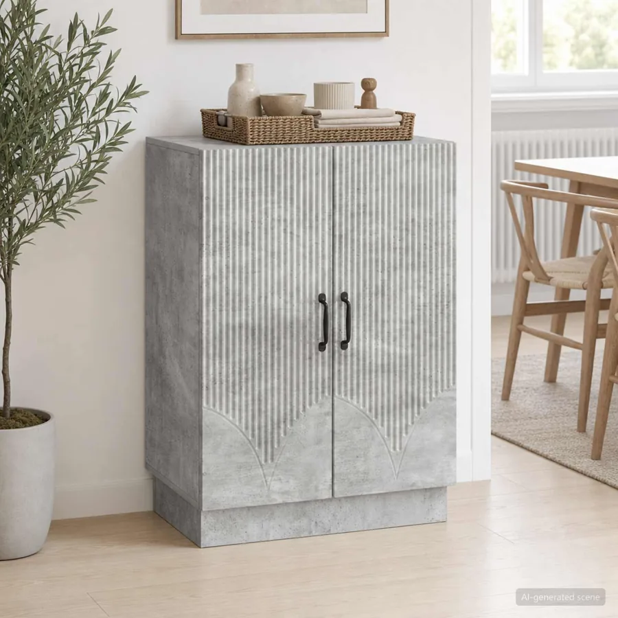 Buffet Gris béton 66 x 34,5 x 87 cm Bois d'ingénierie