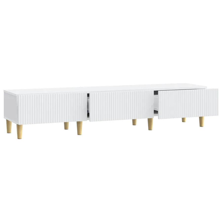 Meuble TV Blanc 147 x 34,5 x 30 cm Bois d'ingénierie - 5